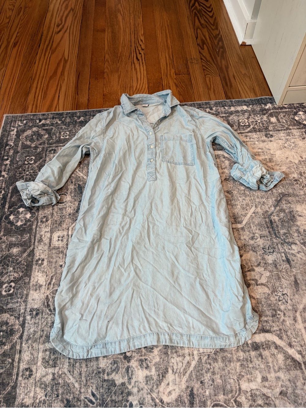 Old Navy Light Blue Button-Front Midi Shirt Dress